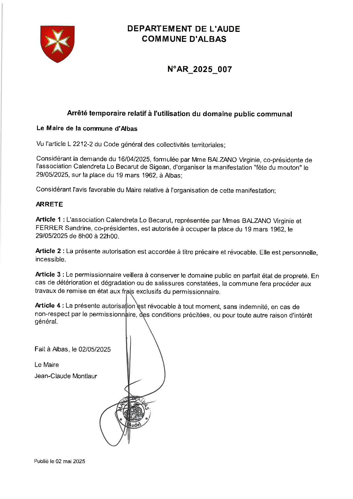 AR_2025_007 occupation domaine public 29-05-2025