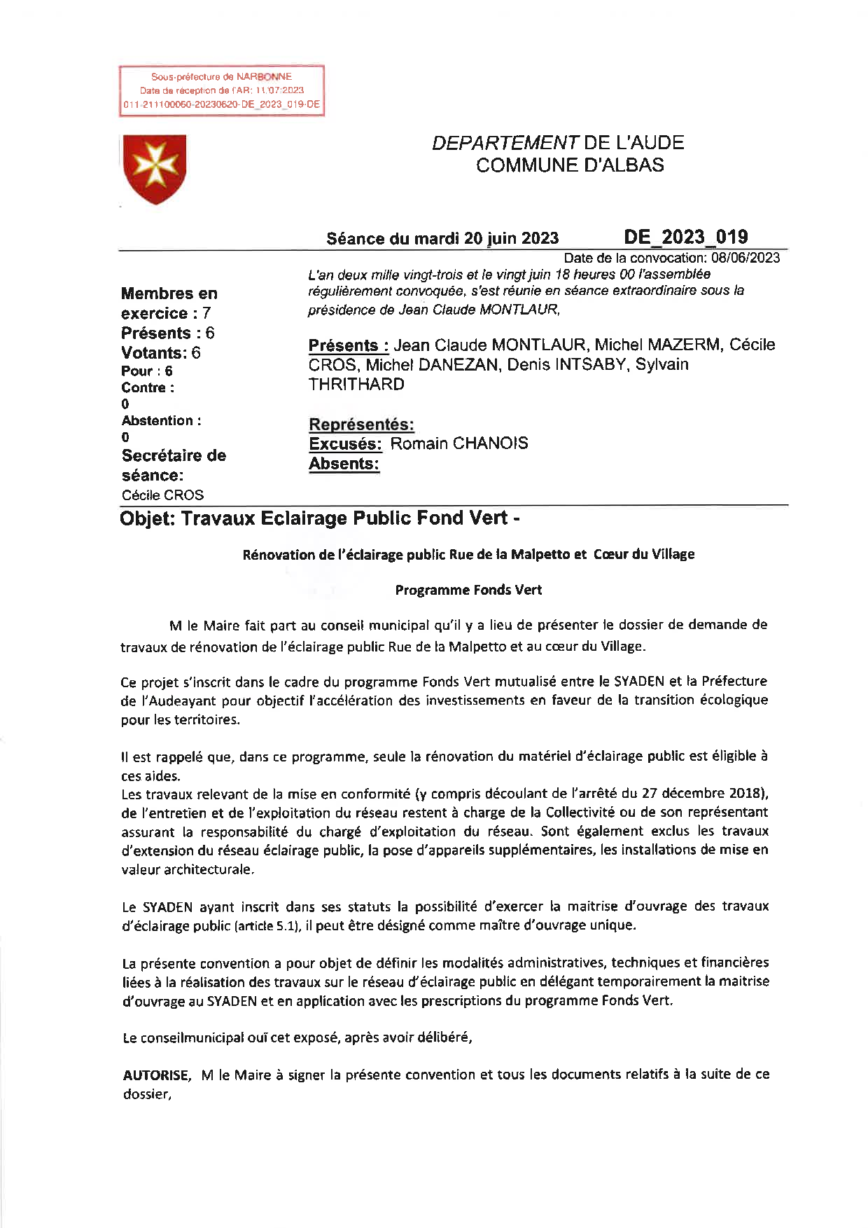 Délibérations - 20 juin 2023